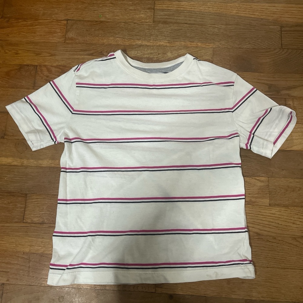 Striped Kids Shirt - White and Pink